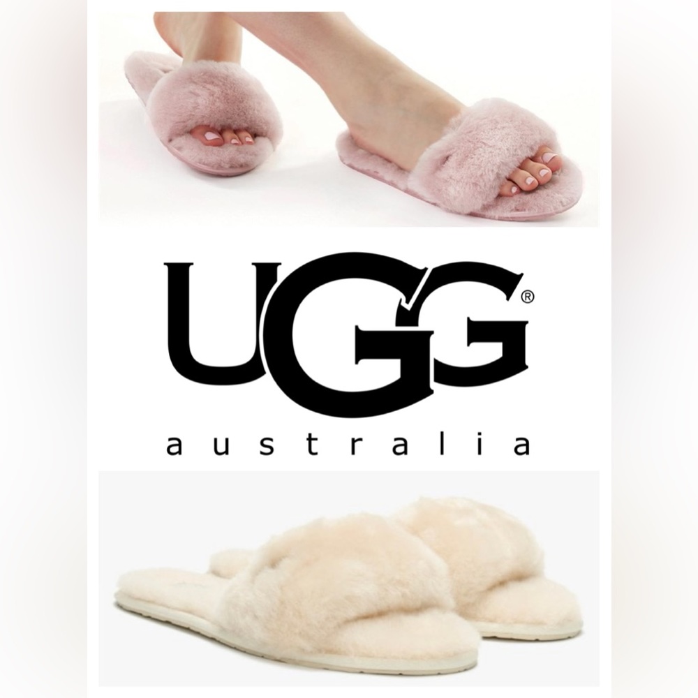 🆕💛NEW NATURAL COLOUR UGG FLUFF SLIDES💛